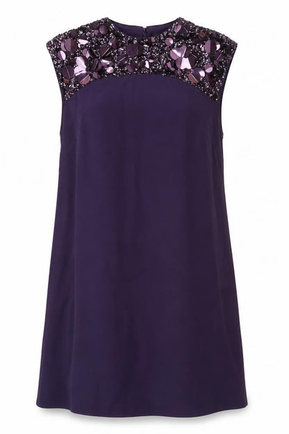 Coast Womens Purple Viscose A-Line Size 10 Round Neck Zip