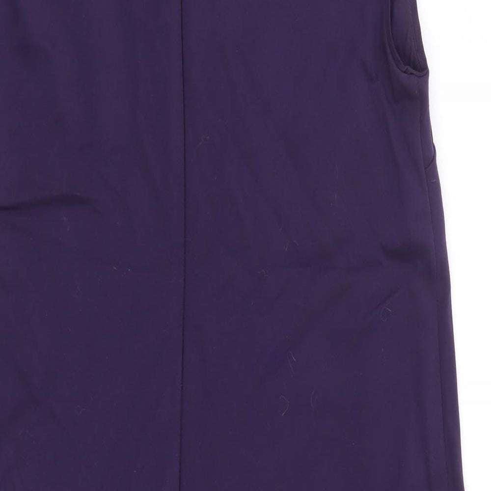 Coast Womens Purple Viscose A-Line Size 10 Round Neck Zip