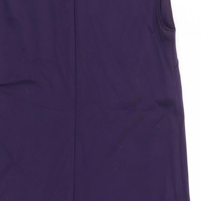 Coast Womens Purple Viscose A-Line Size 10 Round Neck Zip