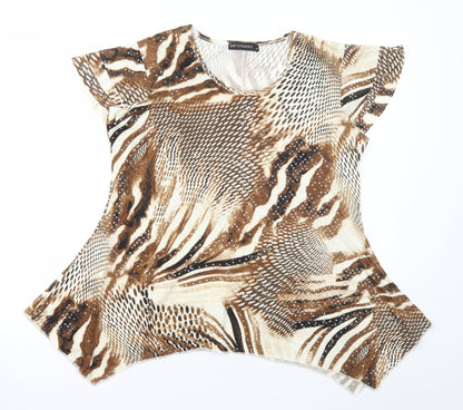 Womens UK Size 16 Just Elegance Brown Basic T-Shirt