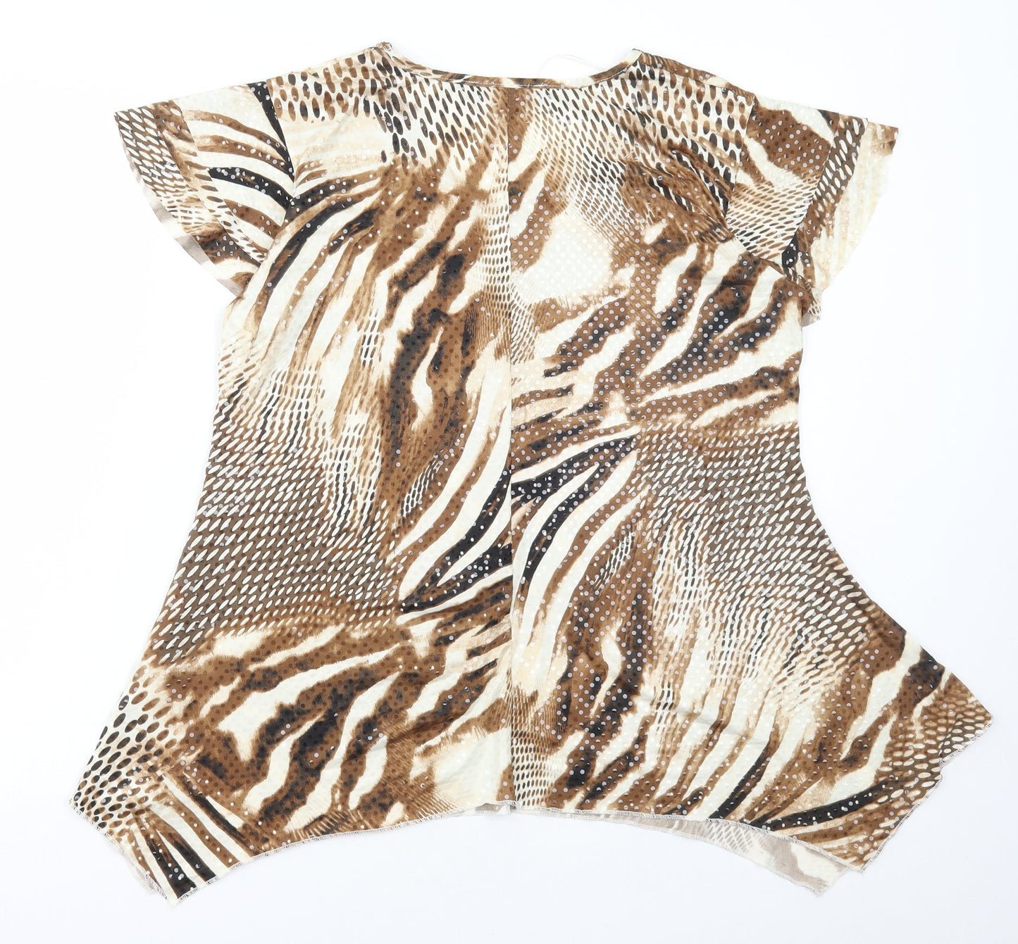 Womens UK Size 16 Just Elegance Brown Basic T-Shirt