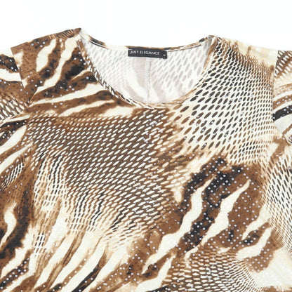 Womens UK Size 16 Just Elegance Brown Basic T-Shirt