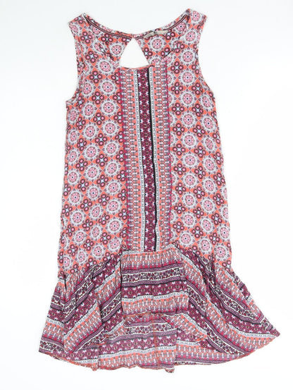 TU Womens Multicoloured Geometric Viscose Tunic Tank Size 8 Round Neck