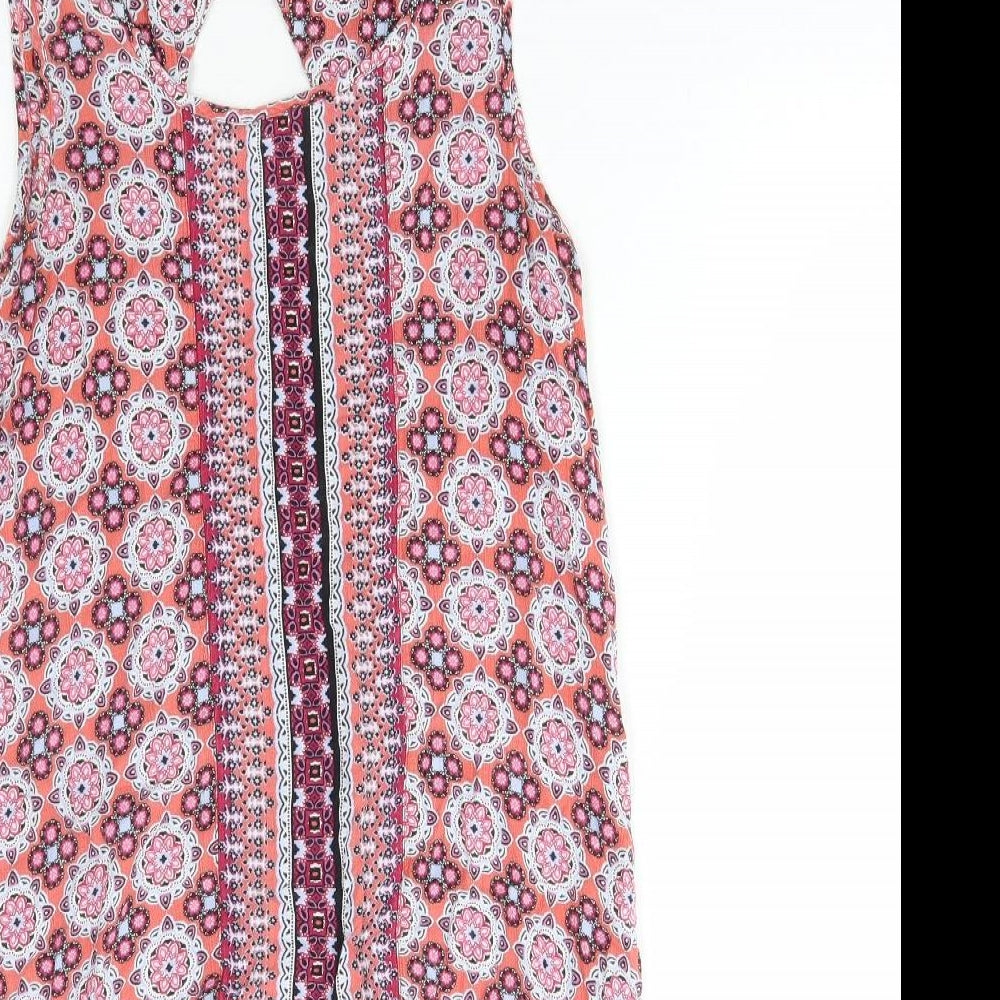 TU Womens Multicoloured Geometric Viscose Tunic Tank Size 8 Round Neck