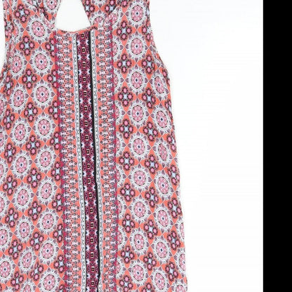 TU Womens Multicoloured Geometric Viscose Tunic Tank Size 8 Round Neck