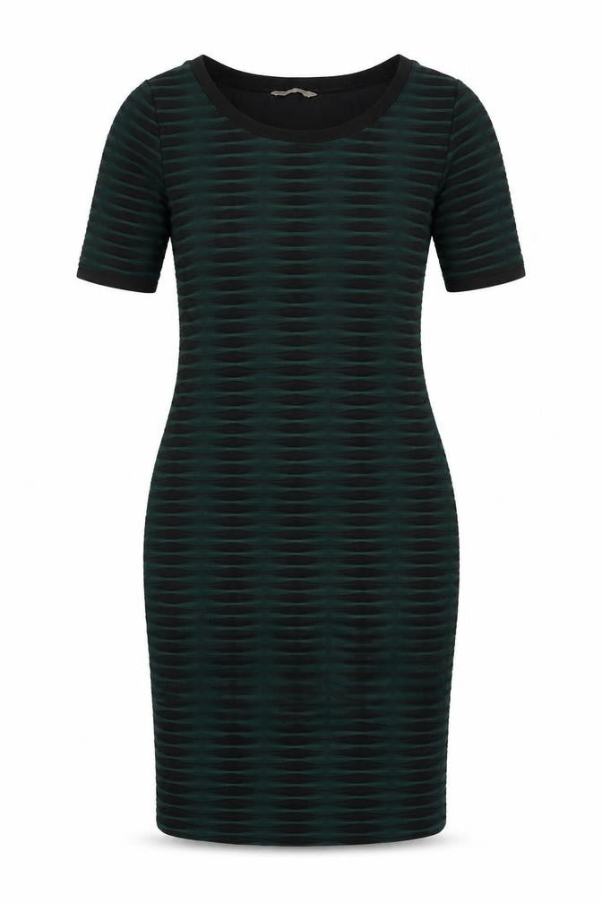 Marks and Spencer Womens Green Striped Polyester Bodycon Size 10 Round Neck Pullover