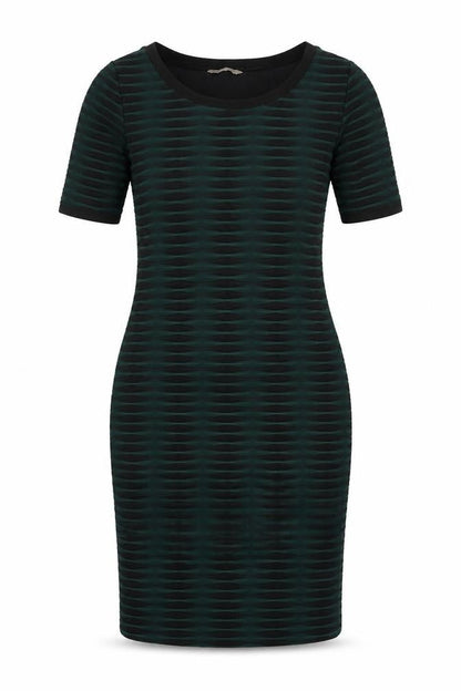 Marks and Spencer Womens Green Striped Polyester Bodycon Size 10 Round Neck Pullover