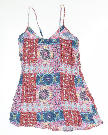 TU Womens Multicoloured Geometric Viscose Slip Dress Size 12 V-Neck Pullover