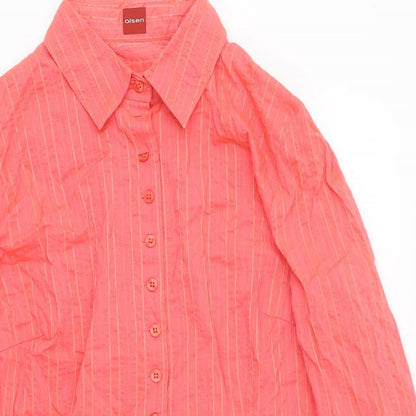 Womens UK Size 12 Olsen Pink Basic Button-Up