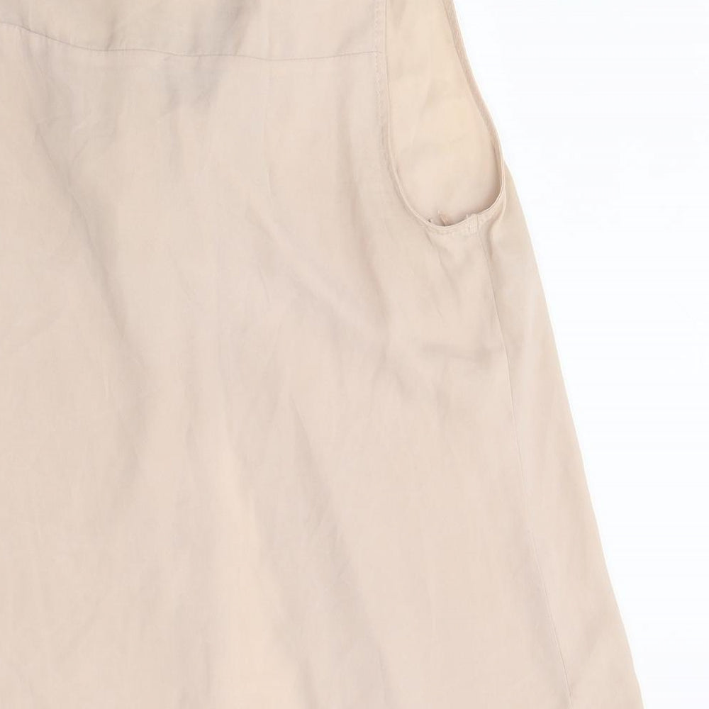 George Womens Beige Herringbone Polyester Basic Button-Up Size 16 V-Neck