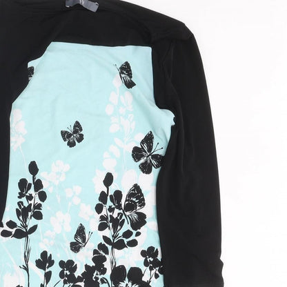 BHS Womens Blue Floral Polyester Slip Dress Size 10 Round Neck Pullover - Butterflies