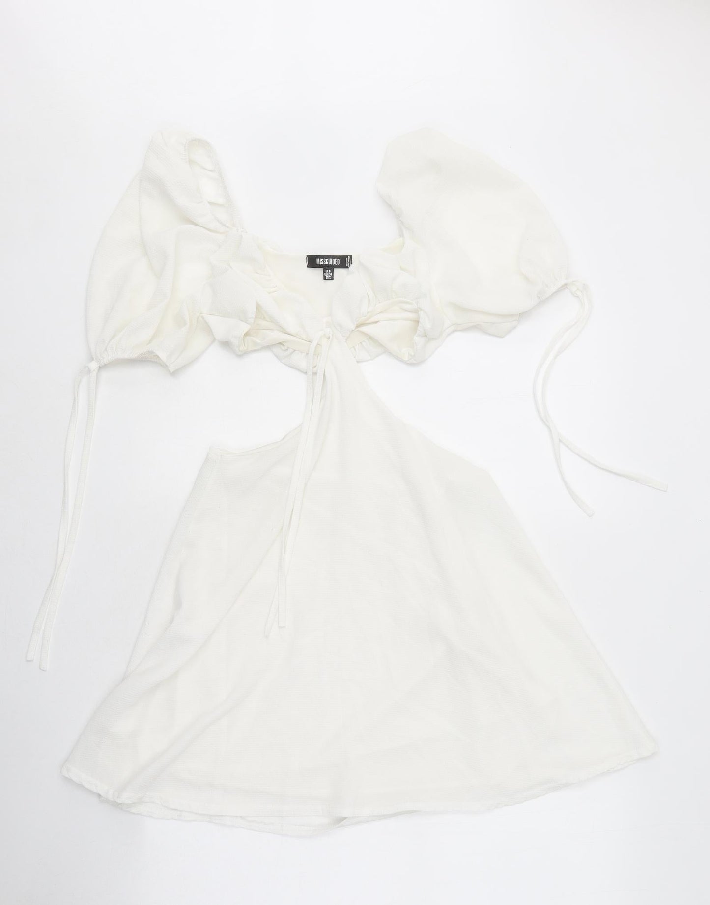 Missguided Womens White Polyester Mini Size 6 Off the Shoulder Tie