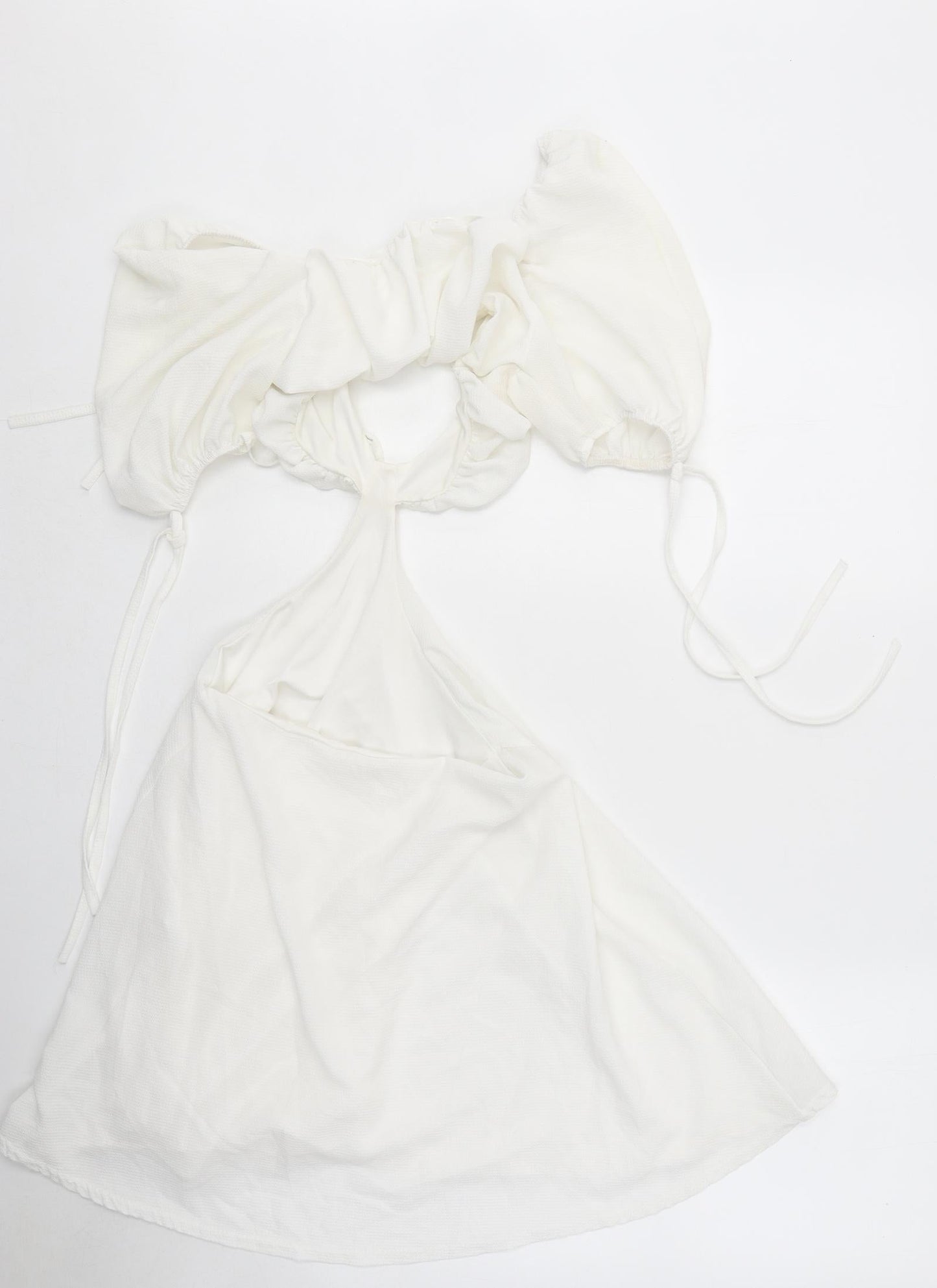 Missguided Womens White Polyester Mini Size 6 Off the Shoulder Tie