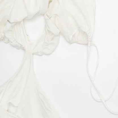 Missguided Womens White Polyester Mini Size 6 Off the Shoulder Tie