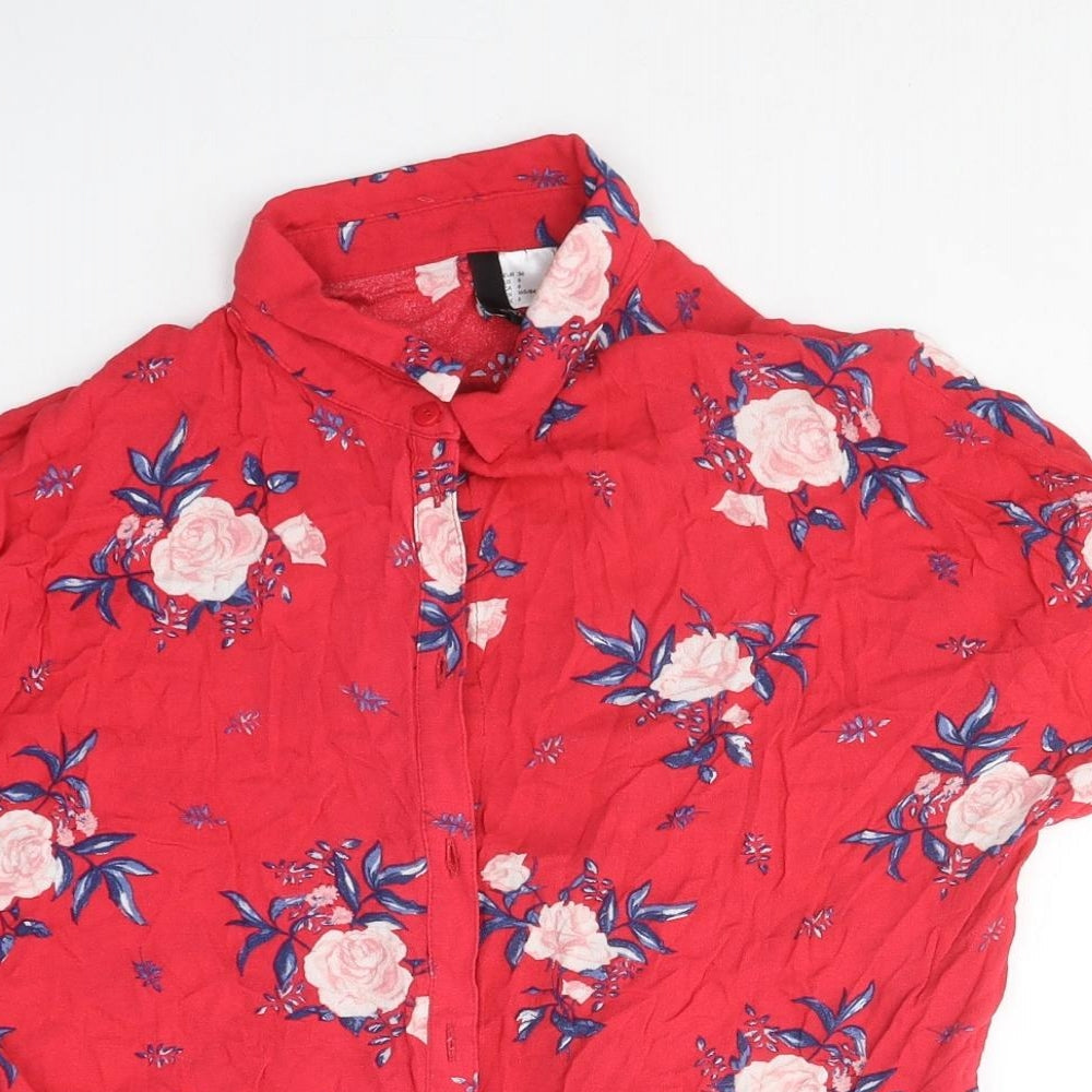 Womens UK Size 6 Divided Red Basic Blouse