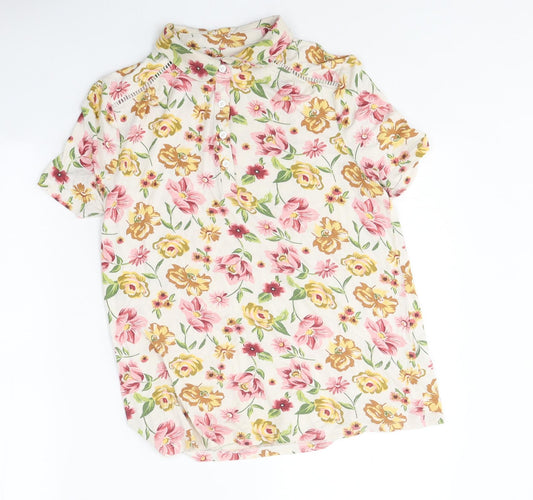 TU Womens Multicoloured Floral Polyester Basic Polo Size 8 Collared