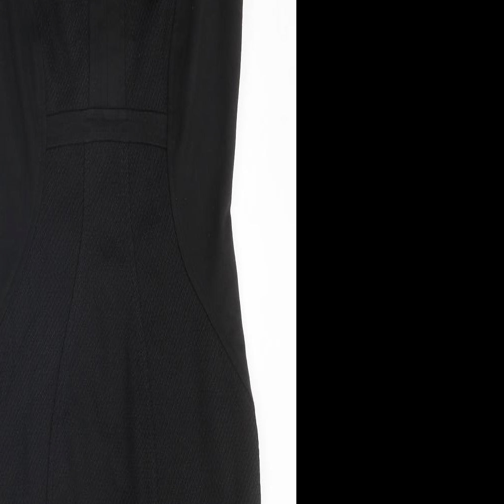 NEXT Womens Black Polyester Pencil Dress Size 10 V-Neck Zip