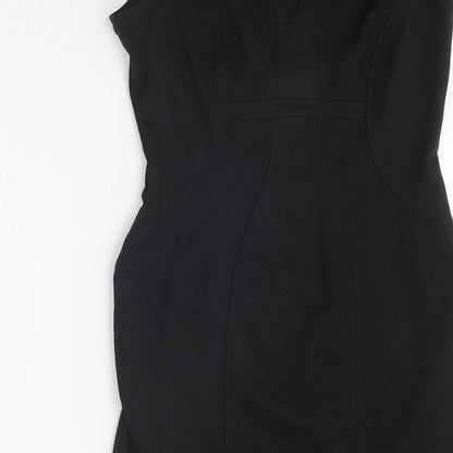 NEXT Womens Black Polyester Pencil Dress Size 10 V-Neck Zip