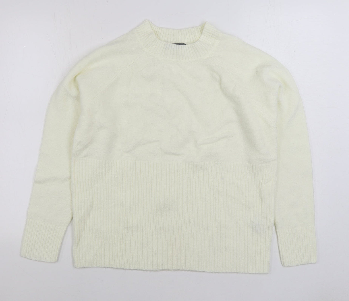 Numeg Womens Ivory Mock Neck Acrylic Pullover Jumper Size 12