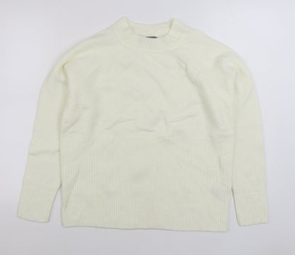 Numeg Womens Ivory Mock Neck Acrylic Pullover Jumper Size 12