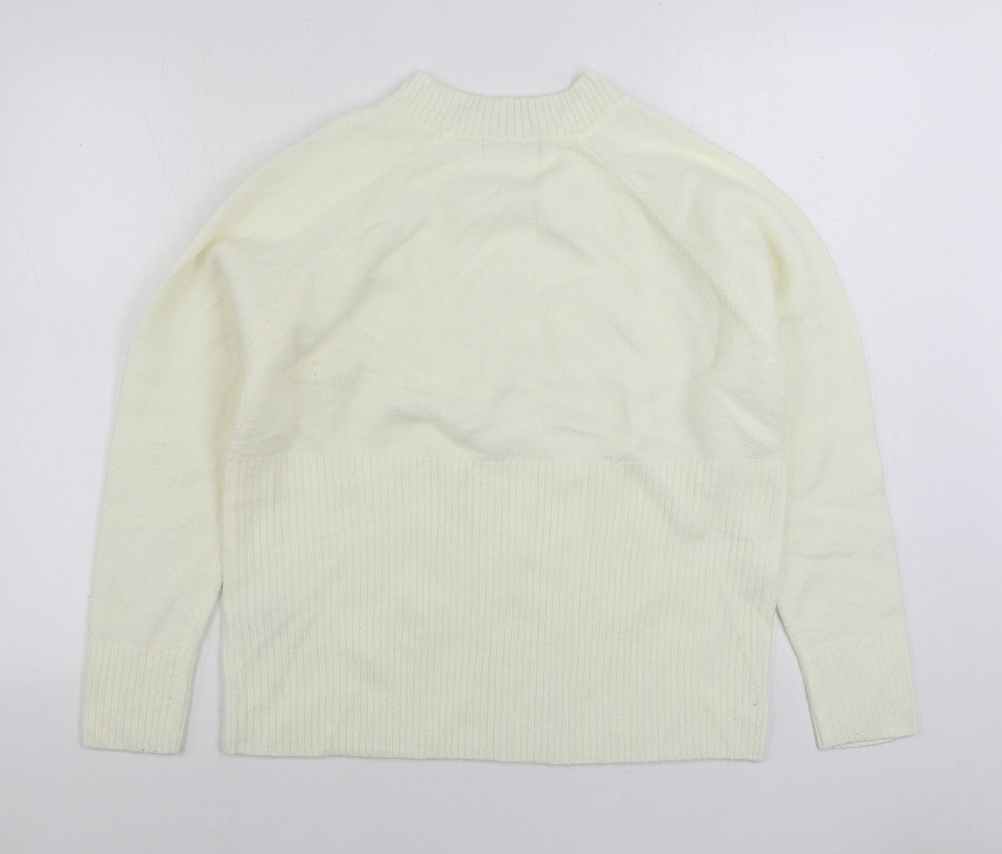 Numeg Womens Ivory Mock Neck Acrylic Pullover Jumper Size 12