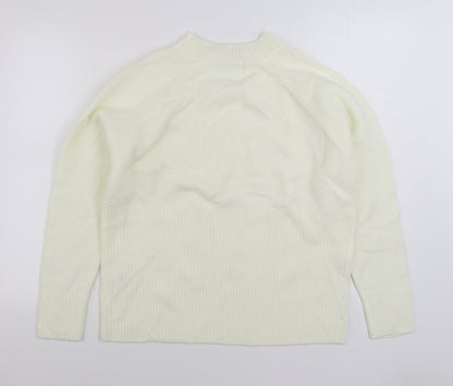 Numeg Womens Ivory Mock Neck Acrylic Pullover Jumper Size 12