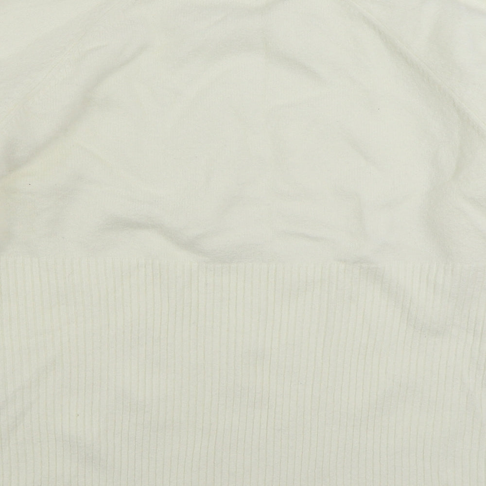 Numeg Womens Ivory Mock Neck Acrylic Pullover Jumper Size 12