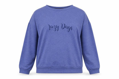 Avenue Womens Blue Solid Polyester Top Pyjama Top Size S - Lazy Days