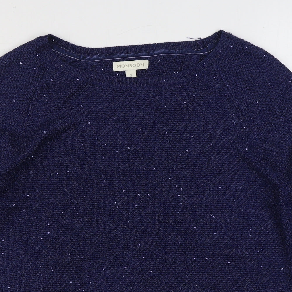 Womens UK Size S Monsoon Blue Pullover Jumper
