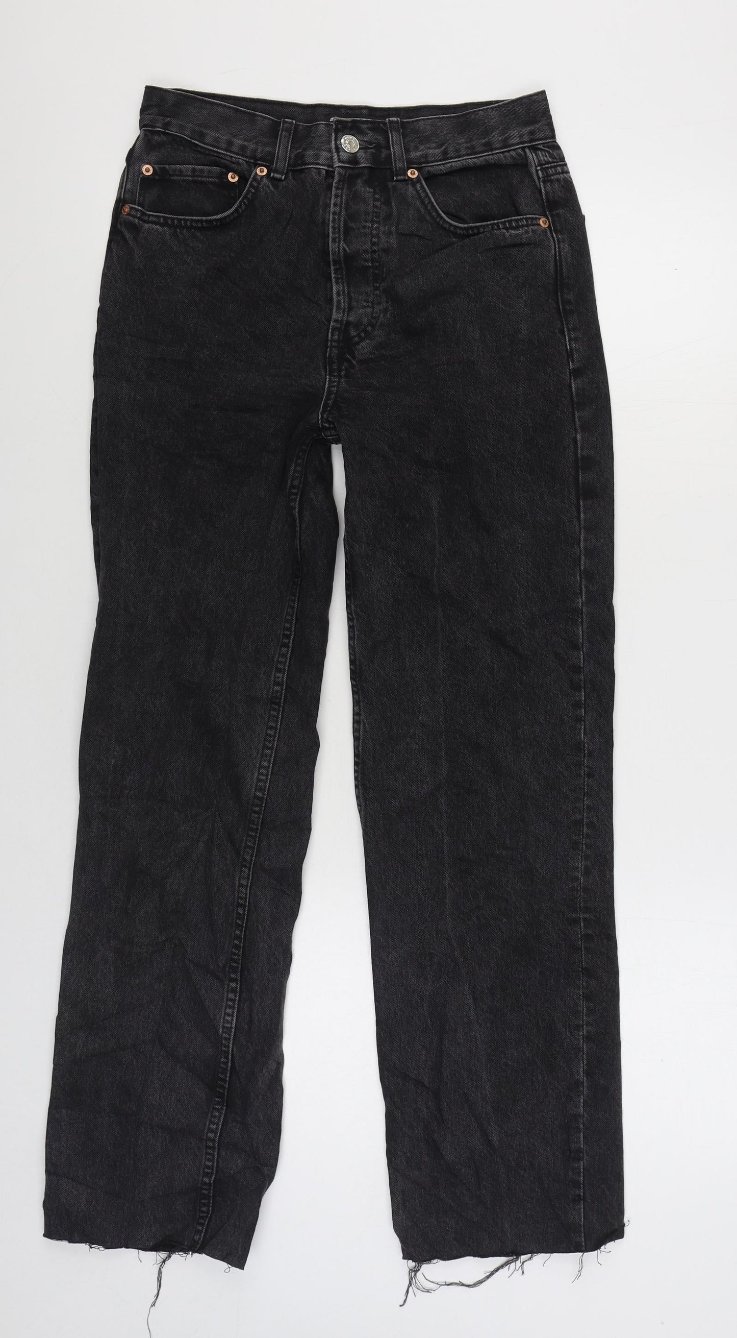ASOS Womens Black Cotton Straight Jeans Size 28 in L29 in Regular Zip