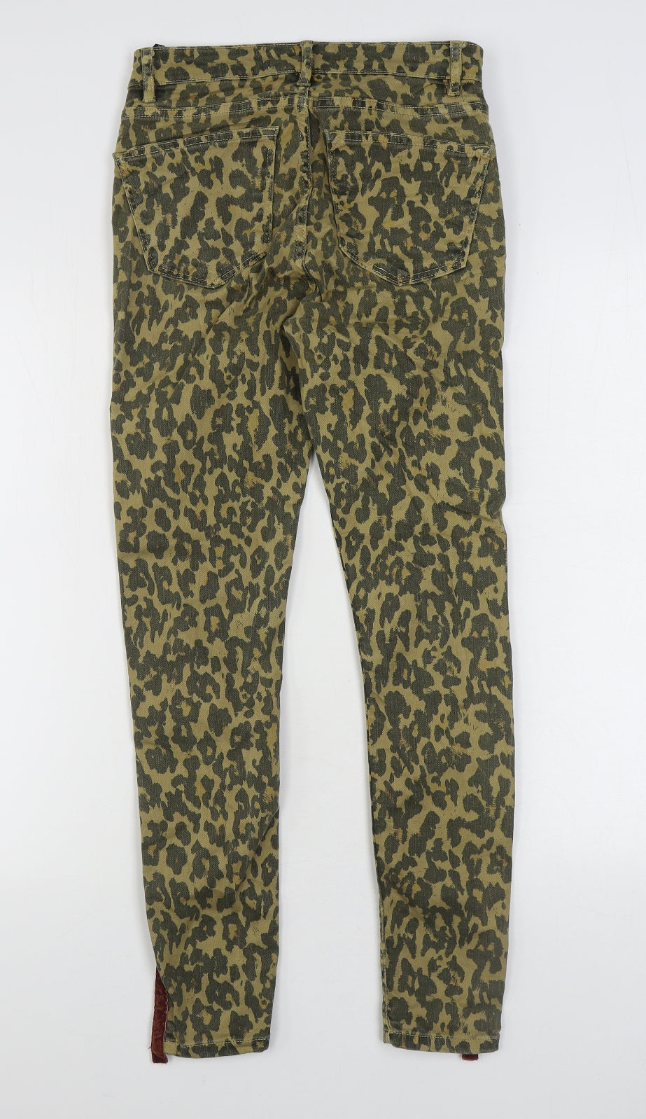 Zara Girls Brown Animal Print Cotton Skinny Jeans Size 6 Years L27 in Regular Zip - Leopard Print