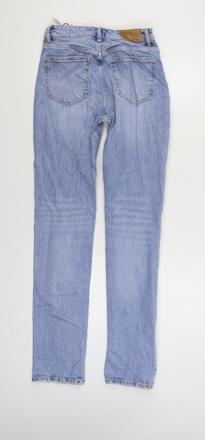 Zara Womens Blue Cotton Straight Jeans Size 6 L33 in Regular Zip