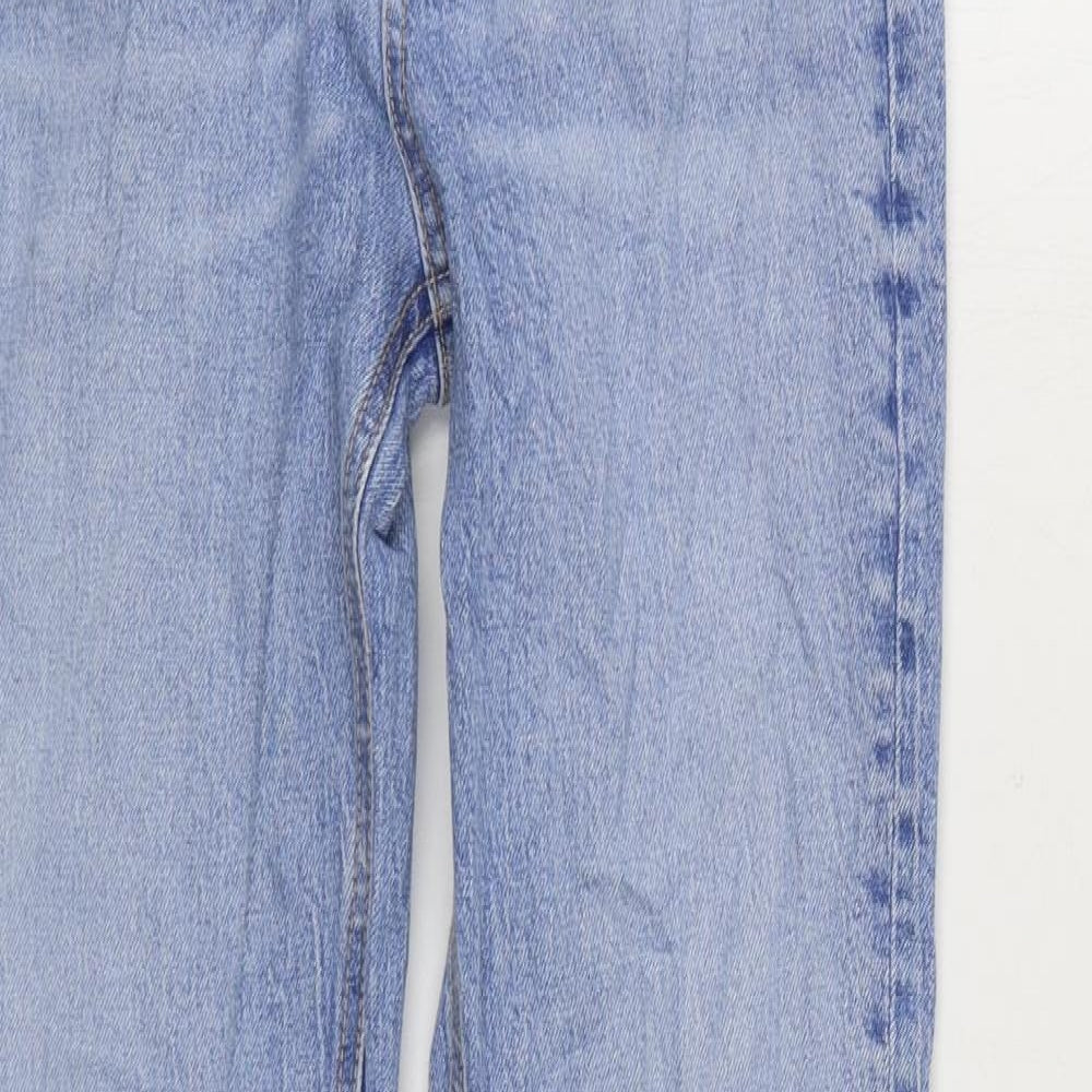 Zara Womens Blue Cotton Straight Jeans Size 6 L33 in Regular Zip