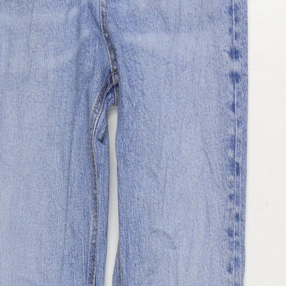 Zara Womens Blue Cotton Straight Jeans Size 6 L33 in Regular Zip