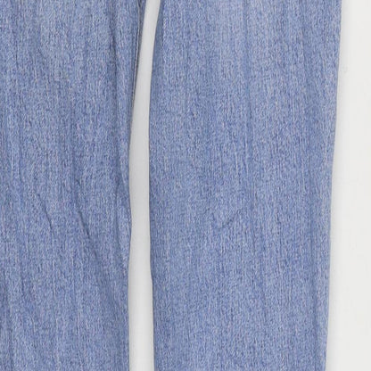 Zara Womens Blue Cotton Straight Jeans Size 6 L33 in Regular Zip