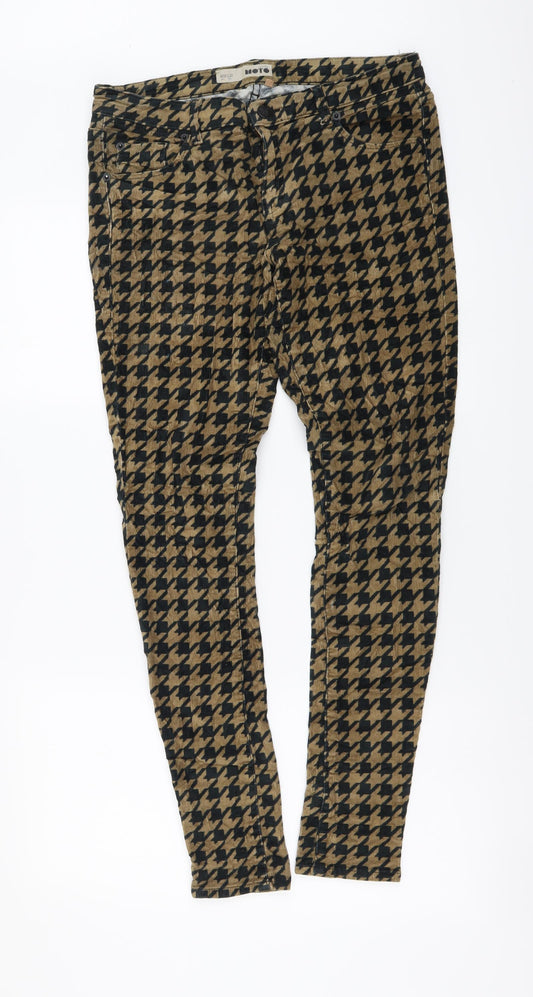 Topshop Womens Beige Geometric Cotton Skinny Jeans Size 30 in L32 in Regular Button