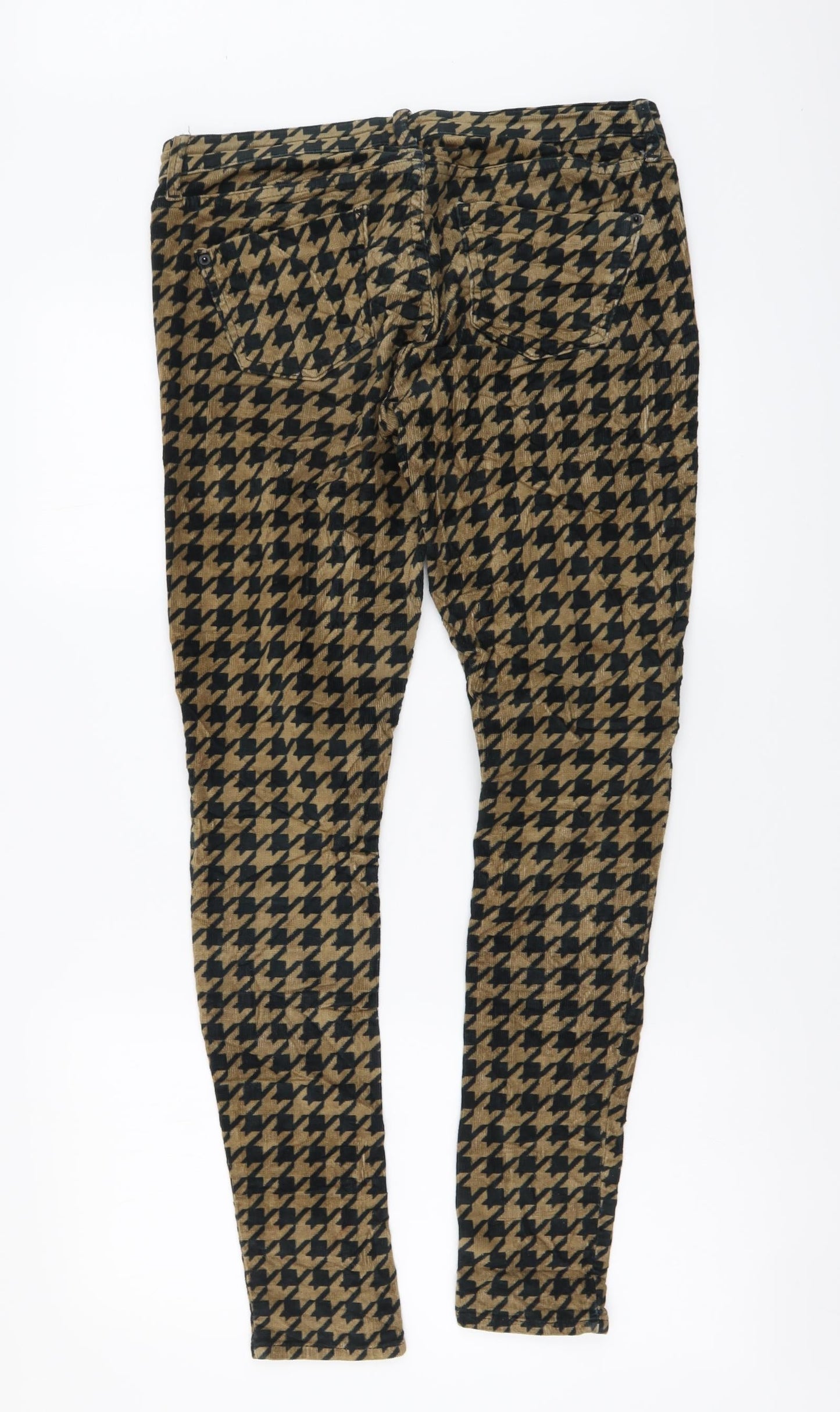 Topshop Womens Beige Geometric Cotton Skinny Jeans Size 30 in L32 in Regular Button