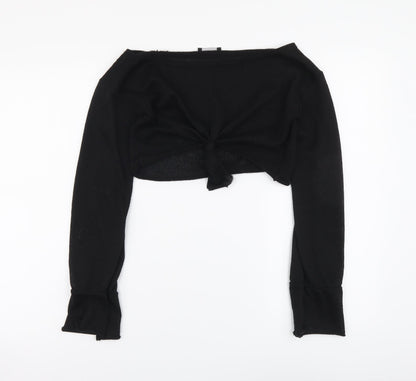 Womens UK Size 6 PRETTYLITTLETHING Black Cropped Blouse