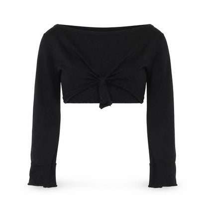 Womens UK Size 6 PRETTYLITTLETHING Black Cropped Blouse