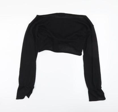Womens UK Size 6 PRETTYLITTLETHING Black Cropped Blouse