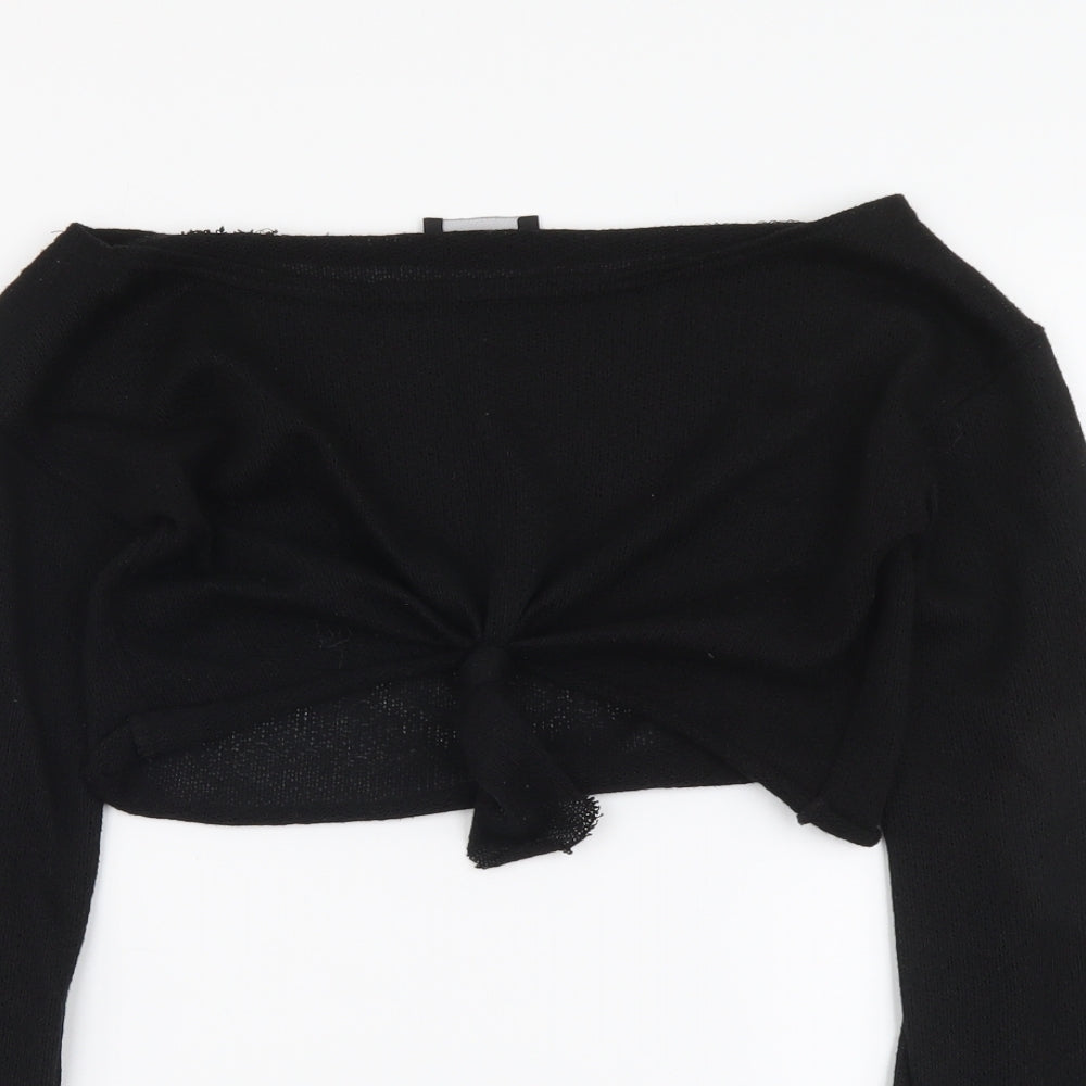 Womens UK Size 6 PRETTYLITTLETHING Black Cropped Blouse