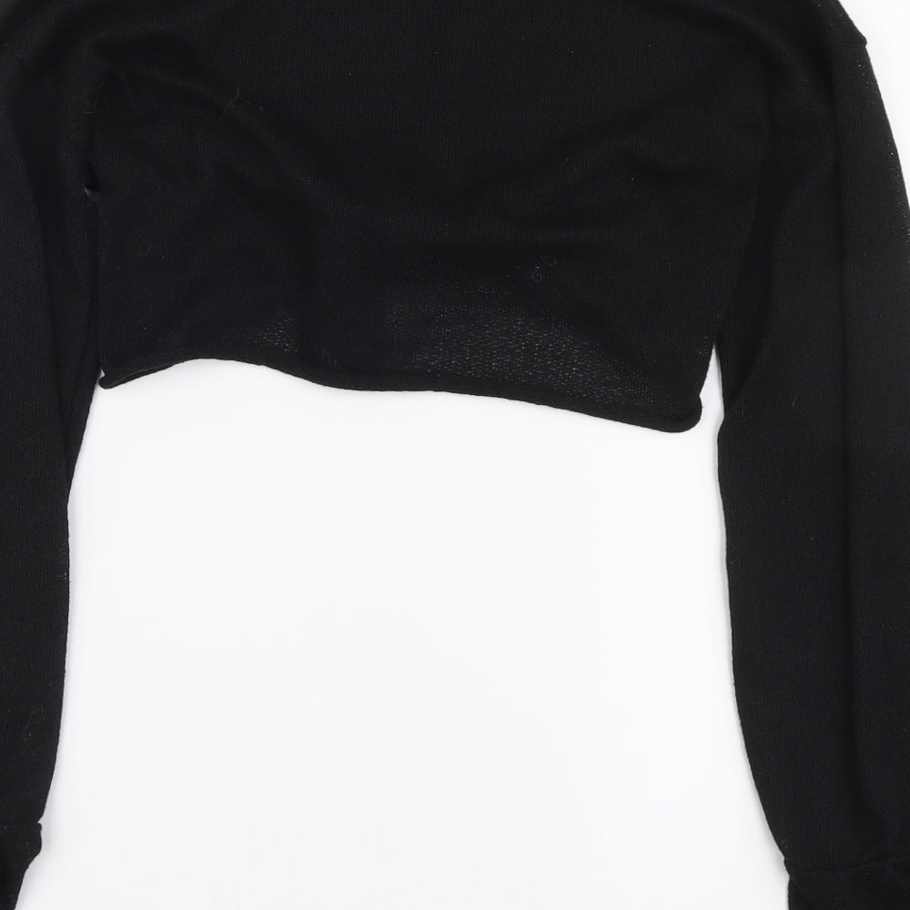 Womens UK Size 6 PRETTYLITTLETHING Black Cropped Blouse