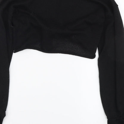 Womens UK Size 6 PRETTYLITTLETHING Black Cropped Blouse