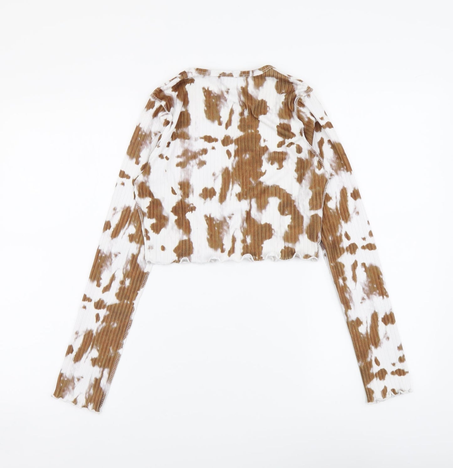 Womens UK Size 8 PRETTYLITTLETHING Brown Cropped Blouse