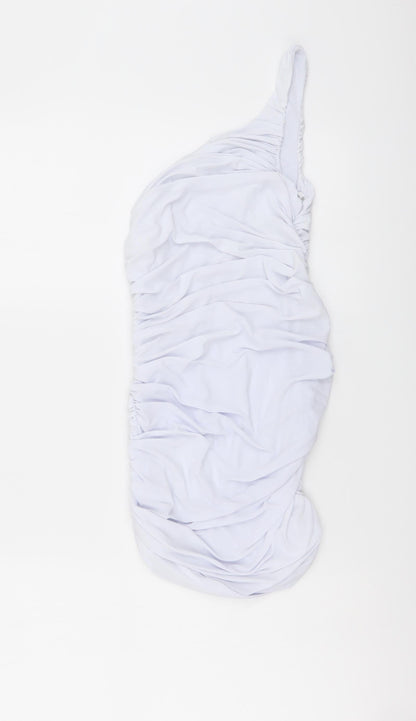 Missguided Womens Purple Polyester Mini Size 8 One Shoulder Pullover