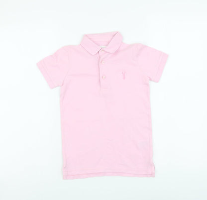 NEXT Girls Pink Cotton Basic Polo Size 5 Years Collared Pullover