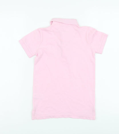 NEXT Girls Pink Cotton Basic Polo Size 5 Years Collared Pullover