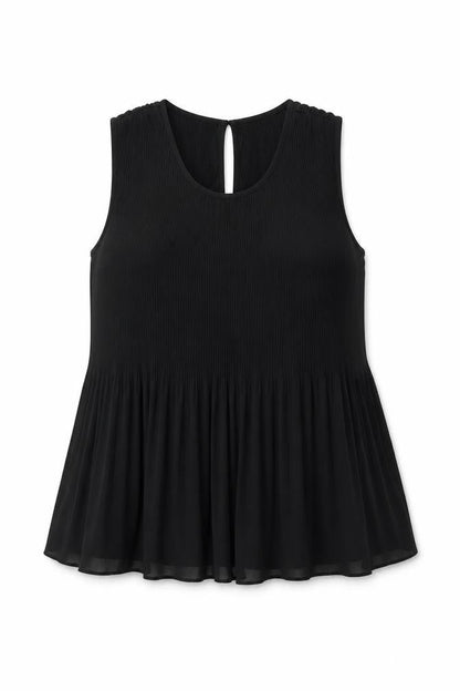 Hilary Radley Womens Black Polyester Blouse Size M Round Neck