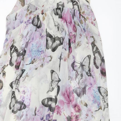 Lipsy Womens Multicoloured Floral Polyester A-Line Size 10 Round Neck Pullover - Butterflies