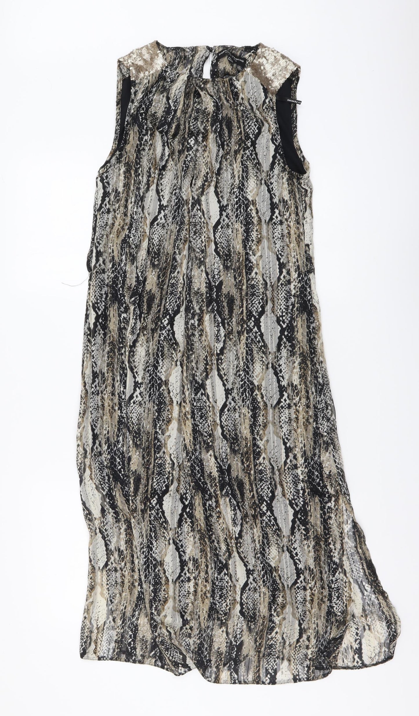 Dorothy Perkins Womens Beige Animal Print Polyester A-Line Size 10 Round Neck Pullover - Snake pattern